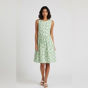 lavand. | Anthropologie | Embroidered Dress | Lined | Green/White | S